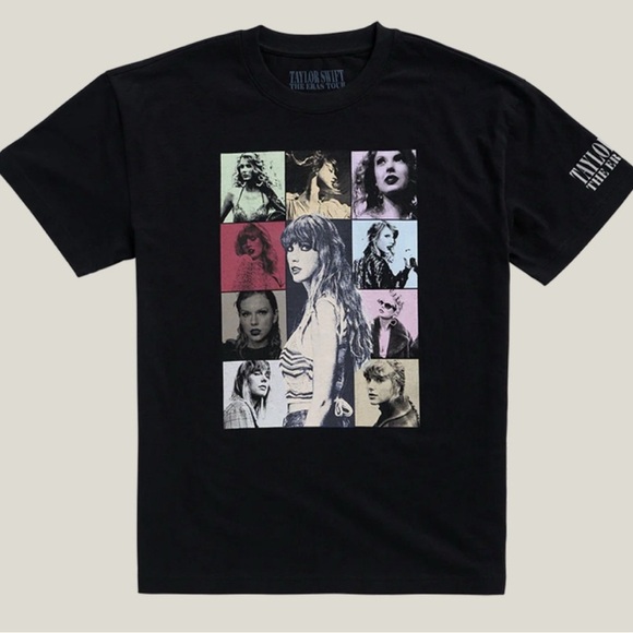 NEW Taylor Swift Eras Tour Black T-Shirt US dates - Picture 1 of 3